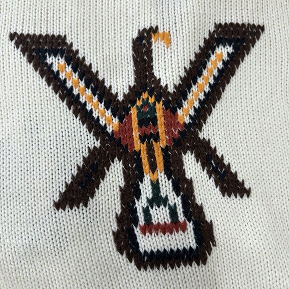 Vintage Campus Cardigan Sweater Mens Large Aztec Western Bird Academia Prep 80s - Picture 4 of 10